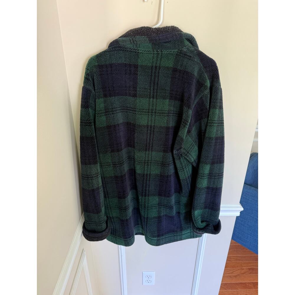 L.L. Bean Men’s Green/Navy Plaid Shacket Button-Down Chore Fleece Outdoors- L - Picture 7 of 9